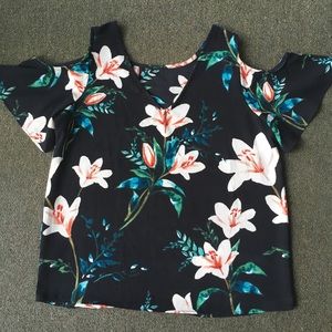 Cold Shoulder Floral Top- Medium